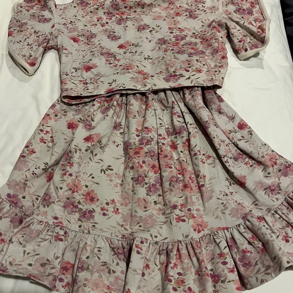 Floral Pink Kids Skirt & Shirt Set